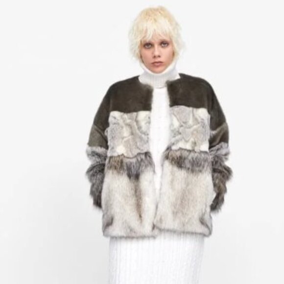 Zara Multitone Teddy Jacket - Picture 1 of 11